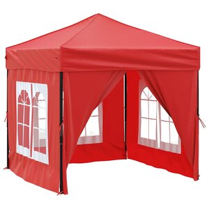 vidaXL Tente de réception pliable avec parois Rouge 2x2 m
