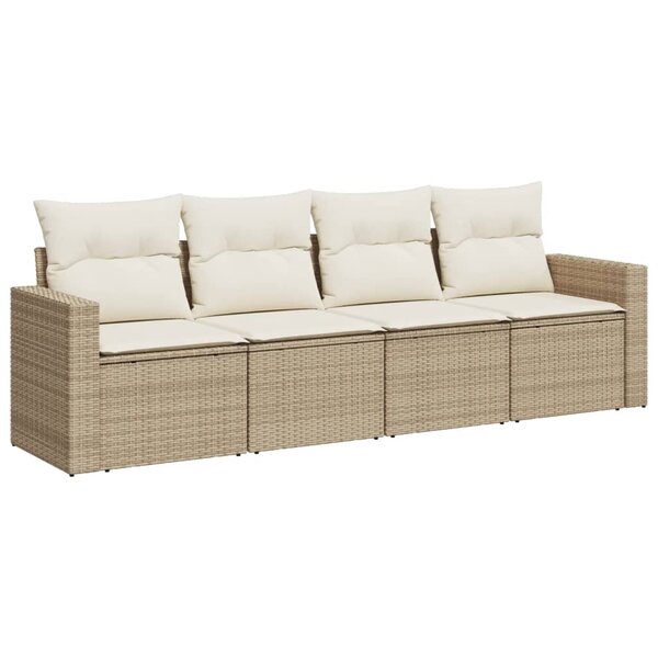 vidaXL Salon de jardin avec coussins 4 Pièces beige résine tressée
