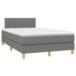 vidaXL Sommier à lattes de lit matelas LED gris foncé 120x190 cm tissu