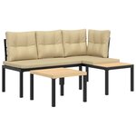 vidaXL Ensemble de banc de jardin avec coussins 3 Pièces noir