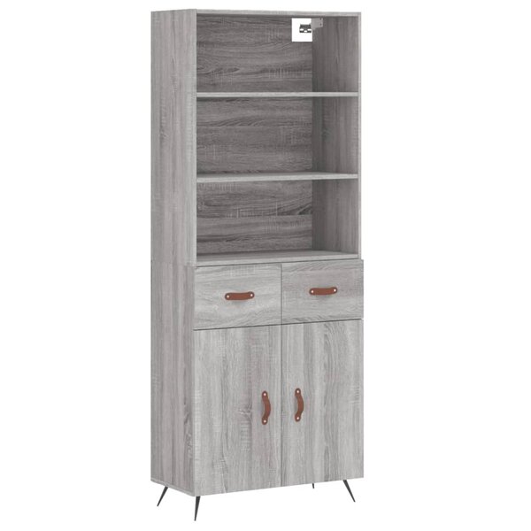 vidaXL Buffet haut Sonoma gris 69 5x34x180 cm Bois d'ingénierie