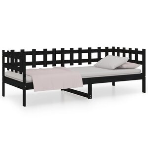 vidaXL Lit de jour sans matelas noir 90x200 cm bois de pin massif