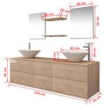 vidaXL Meuble de salle de bain 9 Pièces avec lavabo et robinet Beige