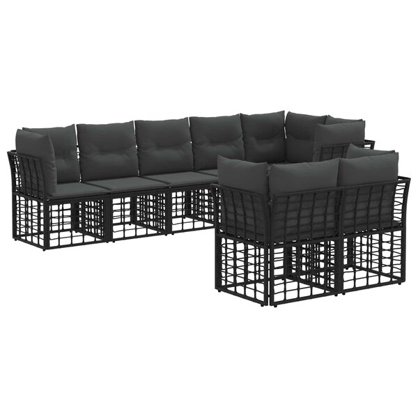 vidaXL Ensemble de canapés d'extérieur Noir Polyester