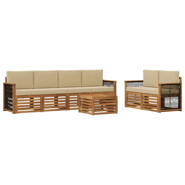 vidaXL Ensemble de canapés d'extérieur 7 pc Naturel et Beige