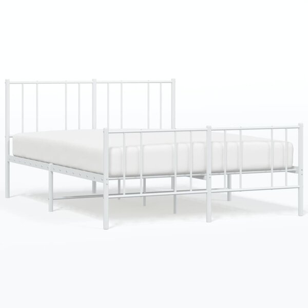 vidaXL Cadre de lit métal avec tête de lit/pied de lit blanc 160x200cm