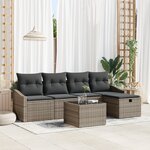 vidaXL Set de canapés de jardin 6 pièces avec coussins gris en poly rotin
