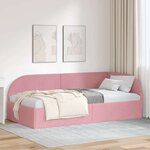 vidaXL Cadre de lit d'angle avec tête de lit Rose 80 cm x 200 cm tissu