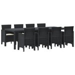 vidaXL Ensemble de Salle à Manger de Jardin en 9 Pièces avec Coussins Anthracite en Rattan Poly