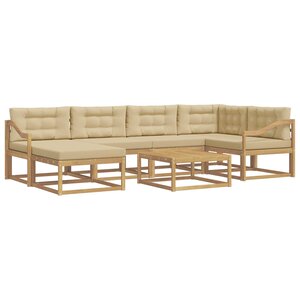 vidaXL Ensemble de canapés d'extérieur 7 pc Blanc et Beige