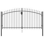 vidaXL Portillon double porte avec dessus à pointe Acier 3x1 5 m Noir