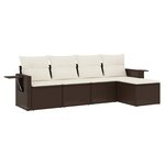 vidaXL Salon de jardin avec coussins 5 Pièces marron résine tressée