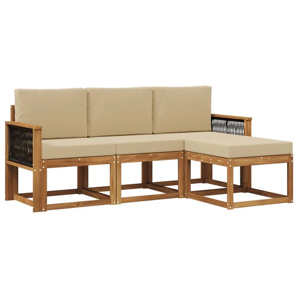vidaXL Ensemble de canapés d'extérieur 4 pc Naturel