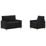 vidaXL Ensemble de Canapés 2 Pièces Noir Polyester