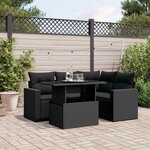 vidaXL Salon de jardin 5 Pièces avec coussins noir résine tressée