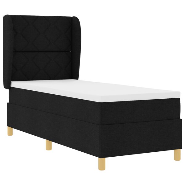 Lit Box Spring vidaXL avec Matelas Noir 80x200 cm en Tissu