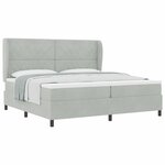 vidaXL Lit à ressorts avec matelas Gris clair 200 x 200 cm Polyester