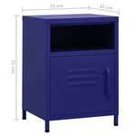 vidaXL Table de chevet Bleu marine 35x35x51 cm Acier