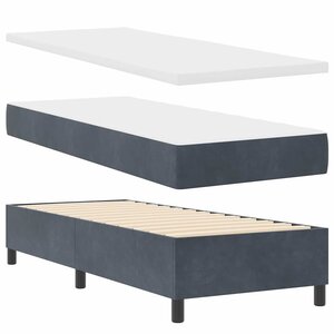 vidaXL Lit à ressorts avec matelas Gris foncé 80 x 200 cm Velours