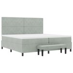 vidaXL Lit à ressort avec matelas et banc gris clair 200x200 cm velours