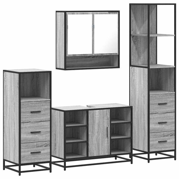 vidaXL Ensemble de meubles de salle de bain 4 Pièces sonoma gris