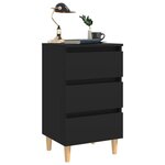 vidaXL Tables de chevet avec pieds en bois 2 Pièces noir 40x35x69 cm