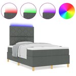 vidaXL Lit à ressorts avec matelas Gris foncé 120 x 200 cm tissu