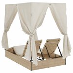 vidaXL Transat double avec toit Beige 205 x 129 x 200 cm Rattan PE