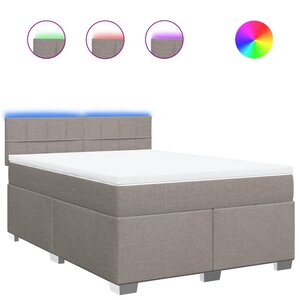vidaXL Sommier à lattes de lit avec matelas Taupe 140x200 cm Tissu