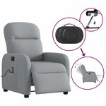 vidaXL Fauteuil de massage inclinable électrique gris clair tissu
