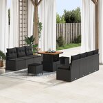 Ensemble de canapé de jardin 10 pièces avec coussins Noir
