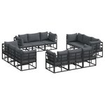vidaXL Ensemble de canapé de jardin avec coussin 12 Pièces Noir Aluminium