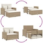 vidaXL Canapé de jardin avec coussins 2 places beige résine tressée