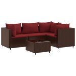 vidaXL Salon de jardin 5 Pièces avec coussins Marron Résine tressée