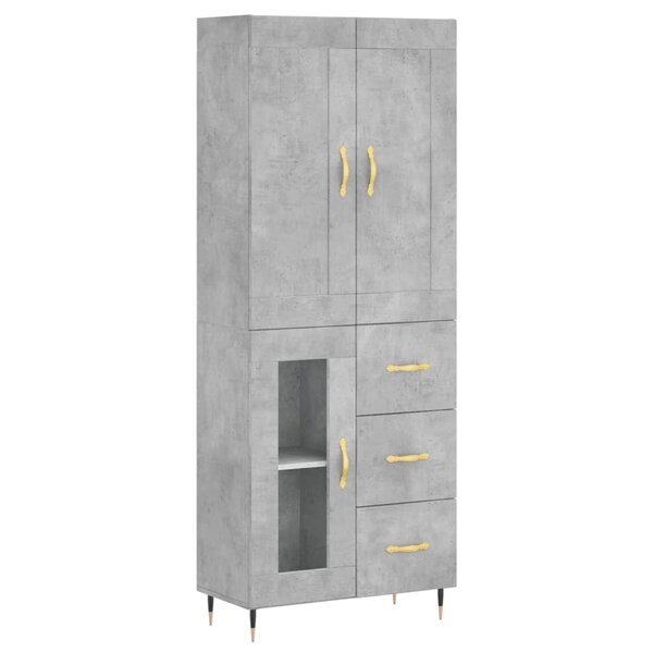 vidaXL Buffet haut Gris béton 69 5x34x180 cm Bois d'ingénierie