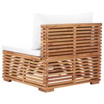 vidaXL Canapé central de jardin avec coussin crème Bois de teck solide