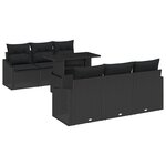 vidaXL Ensemble de canapé de jardin 7 Pièces Noir 100 x 55 x 73 cm