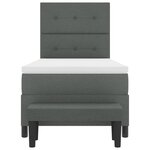 vidaXL Lit à ressort avec matelas et banc gris foncé 100 x 200 cm tissu