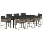 vidaXL Ensemble de Salle à Manger de Jardin avec Coussins de 9 Pièces Gris Rattan PE