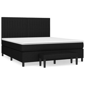 vidaXL Sommier à lattes de lit avec matelas Noir 160x200 cm Tissu