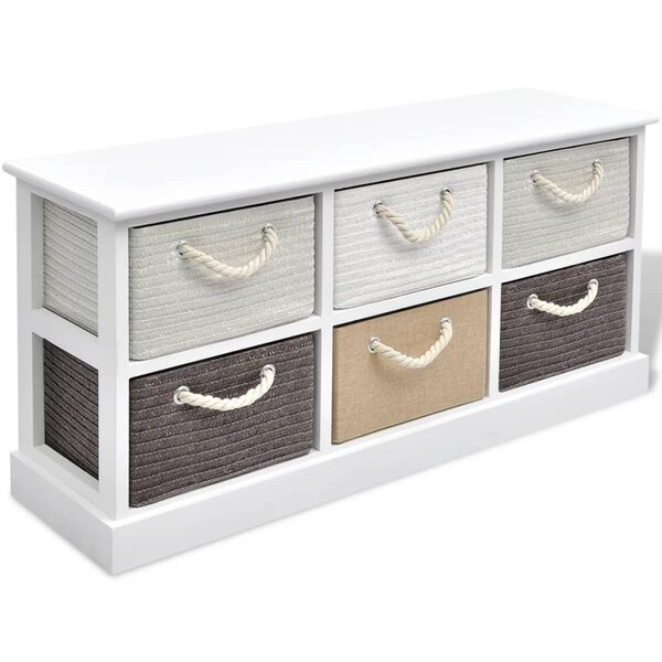 Banc 95 x 28 x 47 cm banquette de rangement 6 tiroirs bois 02_0021243