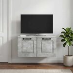 vidaXL Meuble TV mural Gris béton 59 5 x 31 x 30 cm Bois d'ingénierie