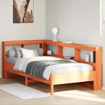 vidaXL Lit bibliothèque sans matelas cire marron 90x190 cm pin massif