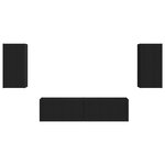 vidaXL Ensemble meuble TV 4 Pièces Noir Bois d'ingénierie