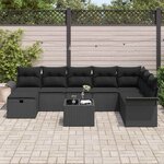 vidaXL Ensemble de canapé de jardin avec coussin 9 Pièces Noir polyrotin