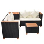 vidaXL Salon de jardin 4 Pièces avec coussins Résine tressée Noir
