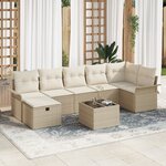 vidaXL Ensemble canapé jardin 8 pièces avec coussins beige en rattan synthétique