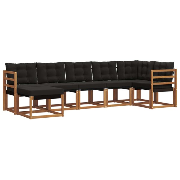 vidaXL Ensemble de canapés d'extérieur 7 pc Naturel et Noir