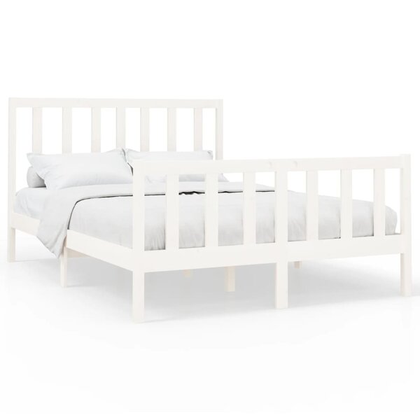 vidaXL Cadre de lit Blanc Bois de pin massif 160x200 cm