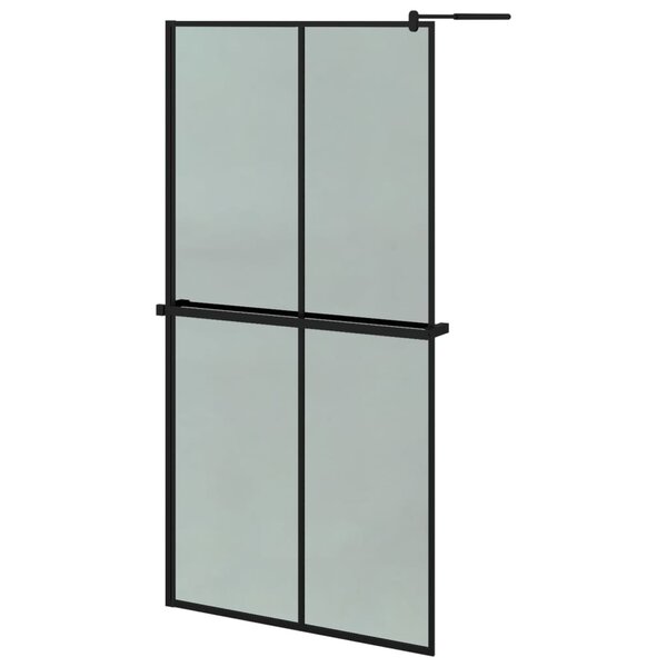 vidaXL Paroi de douche avec étagère Noir 100x195cm Verre ESG&Aluminium